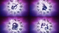 Ilustrasi Simbol Zodiak Sagitarius, Capricorn, Aquarius, Dan Pisces Dengan Latar Astrologi Modern