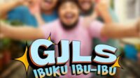 Poster film Ibuku Ibu-Ibu menampilkan trio GJLS dan karakter pendukung film komedi absurd ini.