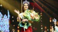 Audrey Bianca Saat Dinobatkan Sebagai Miss Indonesia 2025 Mengenakan Mahkota Kemenangan