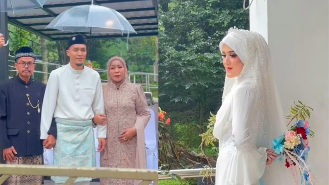 Gunawan Dwi Cahyo Dan Alya Saat Pernikahan Mereka Yang Diguyur Hujan Deras