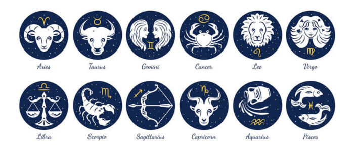 Ilustrasi Simbol 12 Zodiak Dalam Lingkaran Astrologi