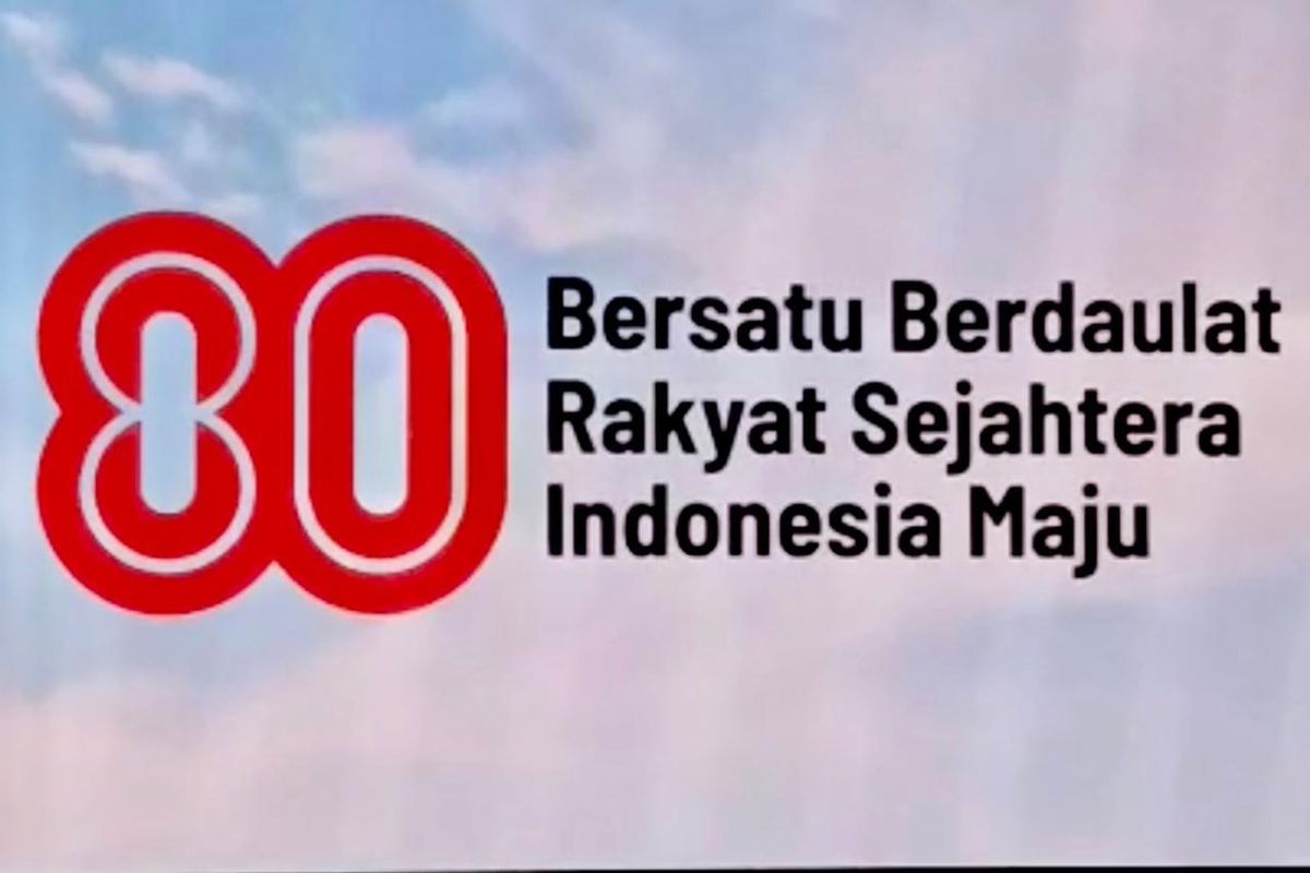 Logo Hut Ke 80 Ri Warna Merah Putih Dengan Angka 80 Disambung Garis Infinity