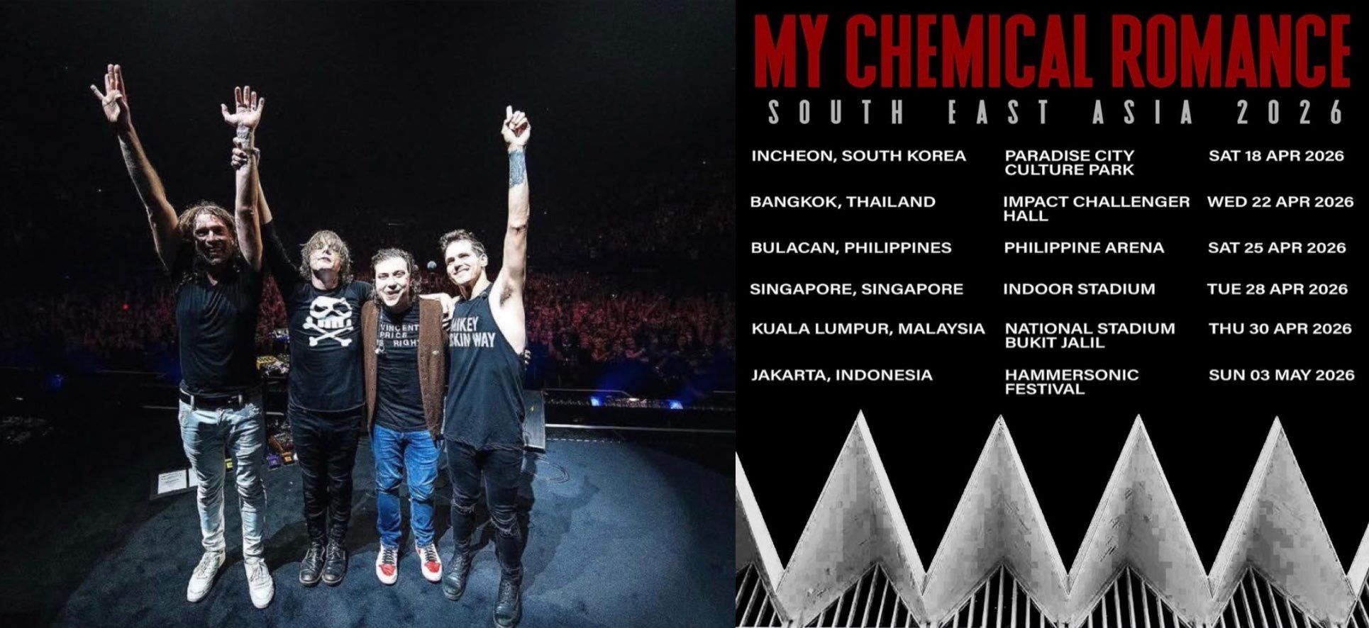 Poster Tur My Chemical Romance 2026 Di Asia Termasuk Singapura Dan Malaysia
