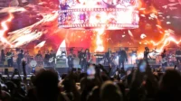 Aksi panggung Dewa 19 All Stars 2.0 bersama musisi dunia di GBK Aksi Panggung Dewa 19 All Stars 2