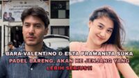 Bara Valentino menikmati hobi padel bersama Esta Pramanita. Bara Valentino Menikmati Hobi Padel Bersama Esta Pramanita